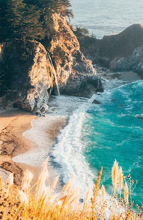 Cliffs dropping into turquoise water